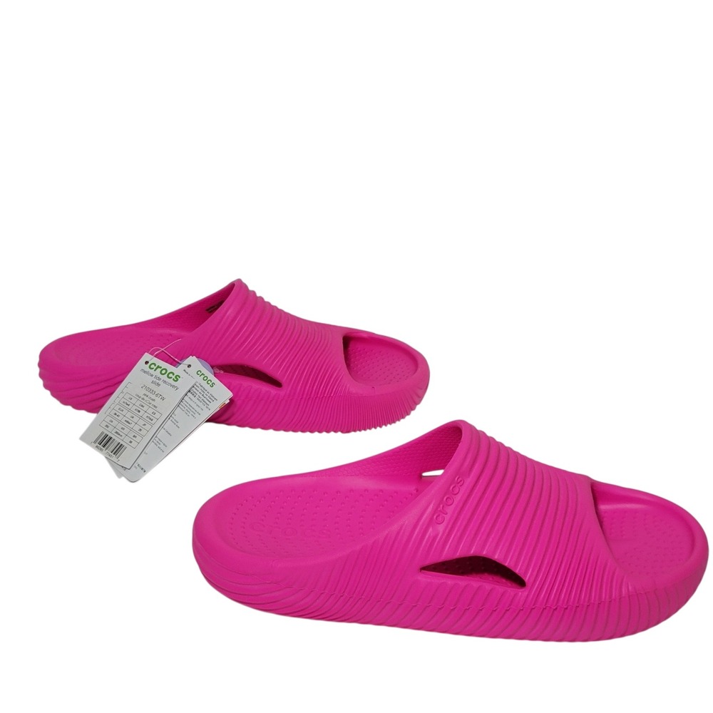 Crocs Mellow Tide Recovery Slides Womens 9 Mens 7 Pink Crush Comfort Sandals NEW - Picture 7 of 15